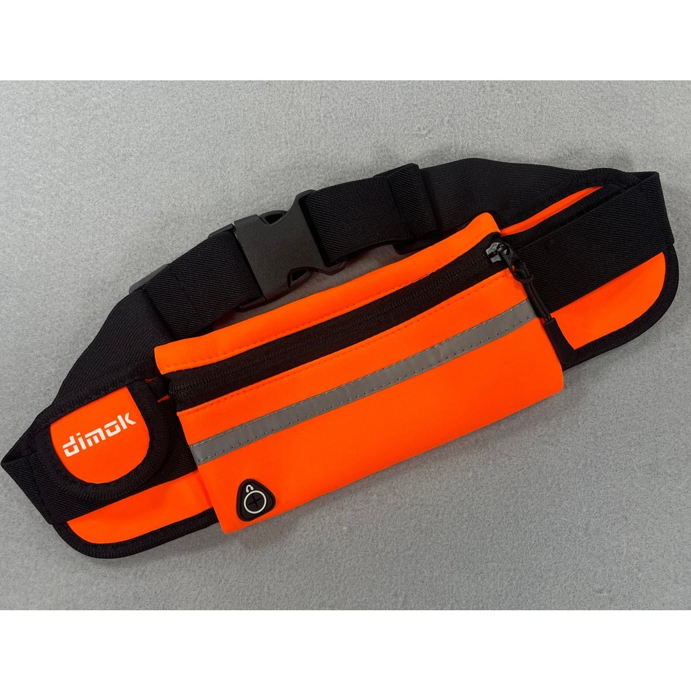 Dimok Running Belt Waist Pack Fanny Pack Orange Reflective Neoprene